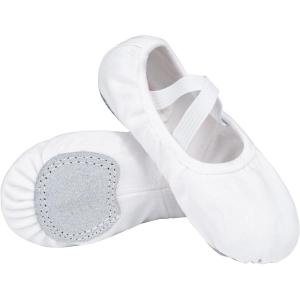 imageStelle Ballet Shoes Toddler Slippers Highly Elastic Canvas Girls Ballerina Dance Shoes for ToddlerLittle KidBig KidWomenWhite