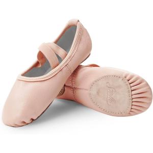 imageStelle Ballet Shoes for Girls Dance Slippers Genuine Leather Ballerina Shoes for ToddlerLittle KidBig KidBallet Pink Notie