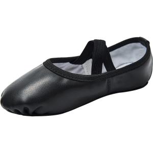 imageStelle Ballet Shoes for Girls Toddler Dance Slippers Soft Leather Ballerina Boys Shoes for ToddlerLittle KidBig KidWomenBlack