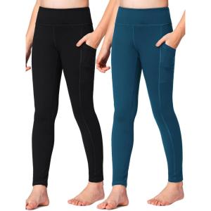 imageStelle Girls Athletic Leggings Kids Dance Running Yoga Pants Workout Active Dance Tights with PocketsBlackoceanic 2 Side Pocket