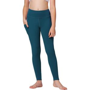 imageStelle Girls Athletic Leggings Kids Dance Running Yoga Pants Workout Active Dance Tights with PocketsDark Teal