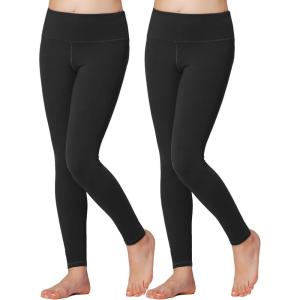 imageStelle Girls Athletic Leggings Kids Dance Workout Running Yoga Pants with Hidden Pocket2packblack