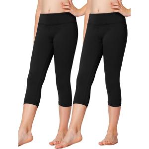imageStelle Girls Athletic Leggings Kids Dance Workout Running Yoga Pants with Hidden PocketCapriblack2