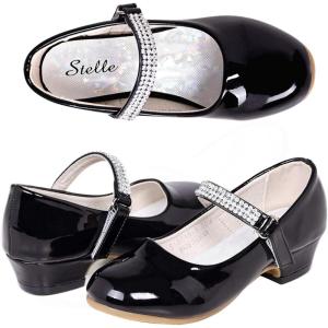 imageStelle Girls Dress Shoes Toddler White Flower Girl Low Heels Mary Jane Flat for School Uniform WeddingLittleBig KidA02black