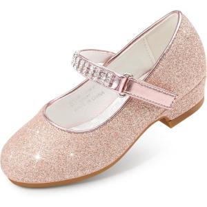 imageStelle Girls Dress Shoes Toddler White Flower Girl Low Heels Mary Jane Flat for School Uniform WeddingLittleBig KidA19rose