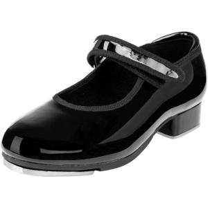 imageStelle Tap Shoes for Girls Boys PU Leather NonSlip Dance Shoes for ToddlerLittle KidBig KidBlack