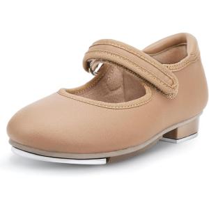 imageStelle Tap Shoes for Girls Boys PU Leather NonSlip Dance Shoes for ToddlerLittle KidBig KidTan