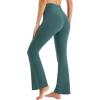 imageStelle Bootcut Yoga Pants with Pockets for Women 30quot Wide Leg Pants High Waist Tummy Control Workout Yoga PantsCanal Green