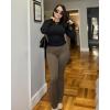 imageStelle Bootcut Yoga Pants with Pockets for Women 30quot Wide Leg Pants High Waist Tummy Control Workout Yoga PantsTea Brown