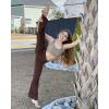 imageStelle Girls Flare Leggings High Waisted Yoga Pants Bootcut Dance Casual Pants Activewear Kids Bell BottomsCoffee