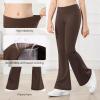 imageStelle Girls Flare Leggings High Waisted Yoga Pants Bootcut Dance Casual Pants Activewear Kids Bell BottomsCoffee