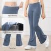 imageStelle Girls Flare Leggings High Waisted Yoga Pants Bootcut Dance Casual Pants Activewear Kids Bell BottomsGrey Blue