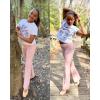 imageStelle Girls Flare Leggings High Waisted Yoga Pants Bootcut Dance Casual Pants Activewear Kids Bell BottomsPink