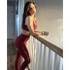 imageStelle High Waist Leggings Workout Yoga Pants for Women Tummy Control Running Gym Shorts with 2 Side PocketsBrushed Buttery Softburgundy