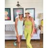 imageStelle High Waist Leggings Workout Yoga Pants for Women Tummy Control Running Gym Shorts with 2 Side PocketsBrushed Buttery Softgolden Lime