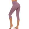 imageStelle Womens Capri Yoga Pants with Pockets Essential High Waisted Legging for WorkoutCotton Like Softnessdusty Lavender