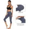 imageStelle Womens Capri Yoga Pants with Pockets Essential High Waisted Legging for WorkoutCotton Like Softnessgrey Blue