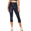 imageStelle Womens Capri Yoga Pants with Pockets Essential High Waisted Legging for WorkoutNyloncloud Dye Blue