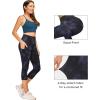 imageStelle Womens Capri Yoga Pants with Pockets Essential High Waisted Legging for WorkoutNyloncloud Dye Blue