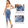 imageStelle Womens Capri Yoga Pants with Pockets Essential High Waisted Legging for WorkoutNylontie Dye Blue