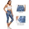 imageStelle Womens Capri Yoga Pants with Pockets Essential High Waisted Legging for WorkoutNylontie Dye Blue