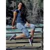 imageStelle Womens Capri Yoga Pants with Pockets Essential High Waisted Legging for WorkoutNylontie Dye Blue