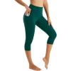 imageStelle Womens Yoga Pants with Pockets High Waisted Capri Leggings Tummy Control Workout Cycling PantsForest Green