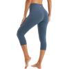 imageStelle Womens Yoga Pants with Pockets High Waisted Capri Leggings Tummy Control Workout Cycling PantsGray Sage