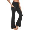 imageStelle Bootcut Yoga Pants with Pockets for Women 30quot Wide Leg Pants High Waist Tummy Control Workout Yoga PantsBrushed Buttery Softblack