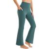 imageStelle Bootcut Yoga Pants with Pockets for Women 30quot Wide Leg Pants High Waist Tummy Control Workout Yoga PantsCanal Green