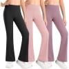 imageStelle Girls Flare Leggings High Waisted Yoga Pants Bootcut Dance Casual Pants Activewear Kids Bell BottomsBlackpinkdusty Lavender