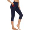 imageStelle Womens Capri Yoga Pants with Pockets Essential High Waisted Legging for WorkoutCotton Like Softnessnavy