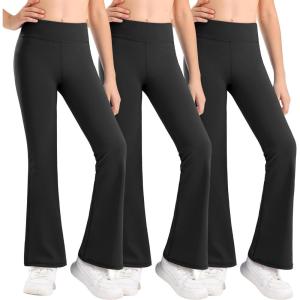 imageStelle Girls Flare Leggings High Waisted Yoga Pants Bootcut Dance Casual Pants Activewear Kids Bell BottomsBlackblackblack