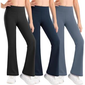 imageStelle Girls Flare Leggings High Waisted Yoga Pants Bootcut Dance Casual Pants Activewear Kids Bell BottomsBlackgrey Bluenavy