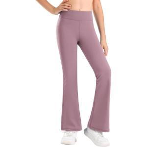 imageStelle Girls Flare Leggings High Waisted Yoga Pants Bootcut Dance Casual Pants Activewear Kids Bell BottomsDusty Lavender