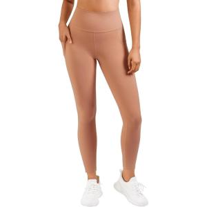 imageStelle High Waist Leggings Workout Yoga Pants for Women Tummy Control Running Gym Shorts with 2 Side PocketsBrushed Buttery Softautum Clay