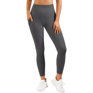 imageStelle High Waist Leggings Workout Yoga Pants for Women Tummy Control Running Gym Shorts with 2 Side PocketsBrushed Buttery Softcharcoal
