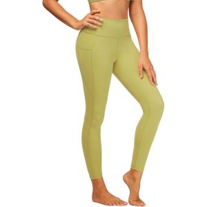 imageStelle High Waist Leggings Workout Yoga Pants for Women Tummy Control Running Gym Shorts with 2 Side PocketsBrushed Buttery Softgolden Lime