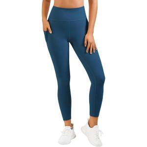 imageStelle High Waist Leggings Workout Yoga Pants for Women Tummy Control Running Gym Shorts with 2 Side PocketsBrushed Buttery Softoceanic