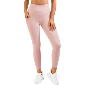 imageStelle High Waist Leggings Workout Yoga Pants for Women Tummy Control Running Gym Shorts with 2 Side PocketsBrushed Buttery Softrose Clay