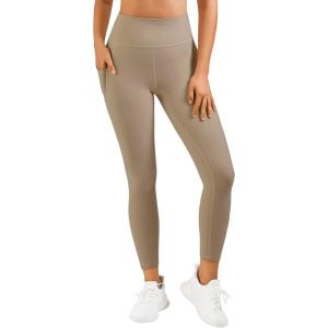 imageStelle High Waist Leggings Workout Yoga Pants for Women Tummy Control Running Gym Shorts with 2 Side PocketsBrushed Buttery Softstone