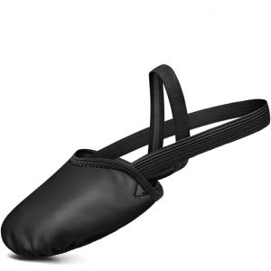 imageStelle Leather Half Soles Dance Shoes Womens Lyrical Pirouette Turners Dance Shoes for Turning GirlsBoysMenAdultBlack