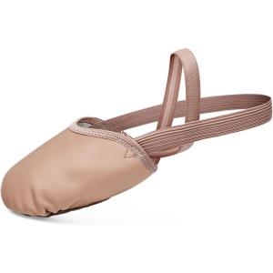imageStelle Leather Half Soles Dance Shoes Womens Lyrical Pirouette Turners Dance Shoes for Turning GirlsBoysMenAdultTan