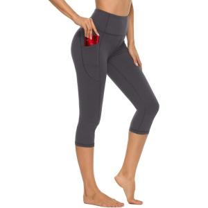 imageStelle Womens Capri Yoga Pants with Pockets Essential High Waisted Legging for WorkoutCotton Like Softnesscharcoal