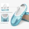 imageStelle Ballet Shoes for Girls Glitter  Metallic Faux Leather Ballet Slippers Dance Shoes for ToddlerLittleBig KidsBlue