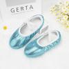 imageStelle Ballet Shoes for Girls Glitter  Metallic Faux Leather Ballet Slippers Dance Shoes for ToddlerLittleBig KidsBlue