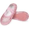 imageStelle Ballet Shoes for Girls Glitter  Metallic Faux Leather Ballet Slippers Dance Shoes for ToddlerLittleBig KidsRose Glitter