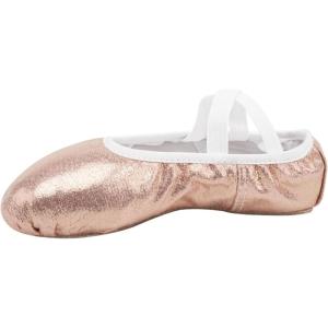 imageStelle Ballet Shoes for Girls Glitter  Metallic Faux Leather Ballet Slippers Dance Shoes for ToddlerLittleBig KidsGold