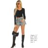 imageStelle Henley Shirts for Women Long Sleeve Crop Top Ribbed Knit Button Slim Fitted Tops Casual Basic BlouseBlack
