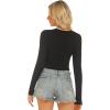 imageStelle Henley Shirts for Women Long Sleeve Crop Top Ribbed Knit Button Slim Fitted Tops Casual Basic BlouseBlack